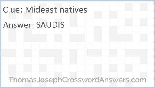 Mideast natives Answer