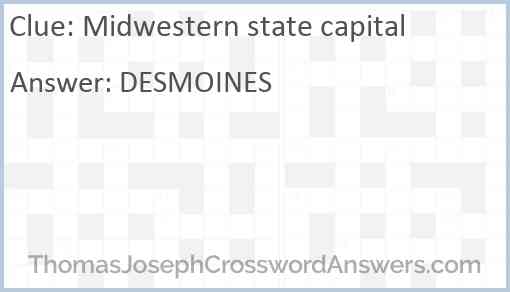 Midwestern state capital Answer