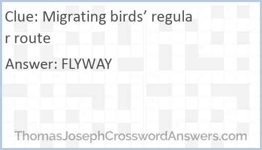 Migrating birds’ regular route Answer
