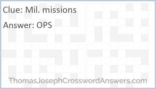 Mil. missions Answer
