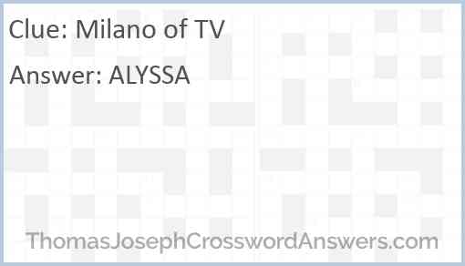 Milano of TV crossword clue ThomasJosephCrosswordAnswers com