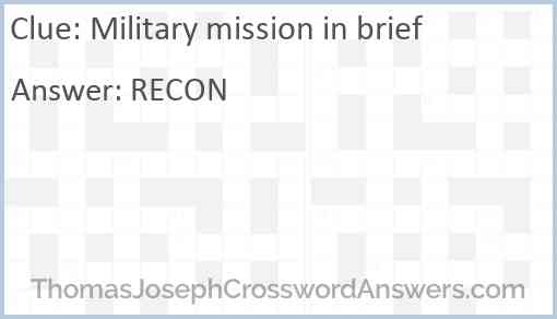 Military mission in brief Answer