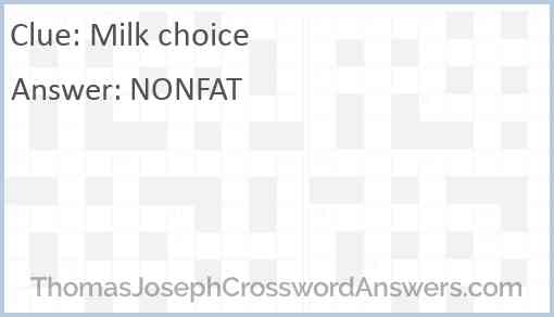 Milk choice Answer