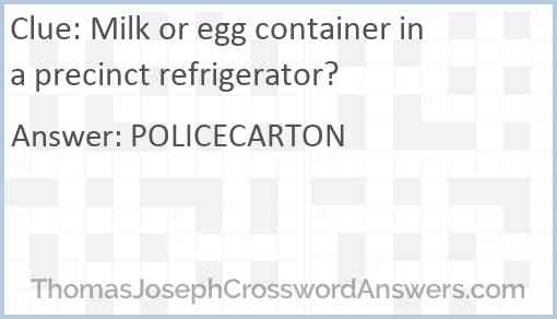 Milk or egg container in a precinct refrigerator? Answer