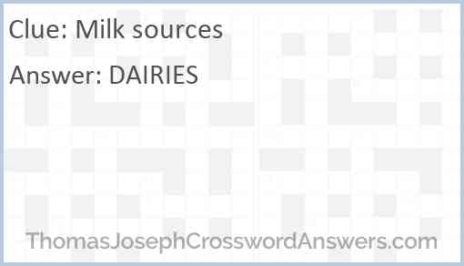Milk sources Answer