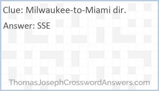 Milwaukee-to-Miami dir. Answer
