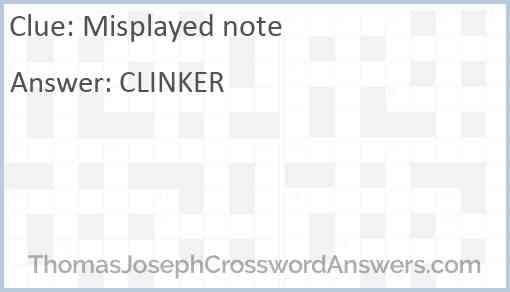 Misplayed note Answer