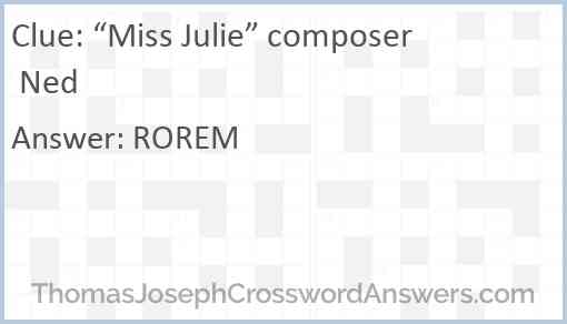 “Miss Julie” composer Ned Answer