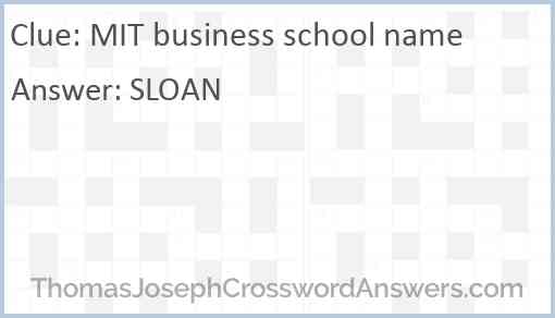 MIT business school name Answer
