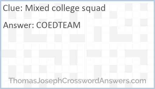 Mixed college squad Answer