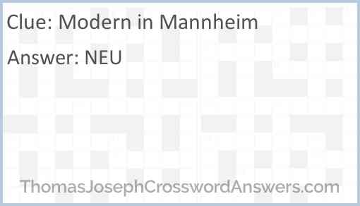 Modern in Mannheim Answer