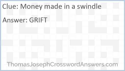 Money made in a swindle Answer