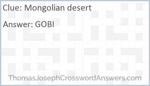 Mongolian desert Answer