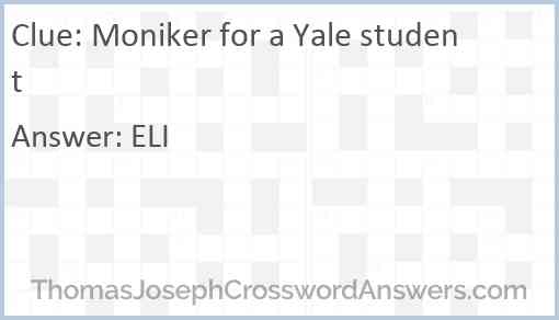 Moniker for a Yale student Answer