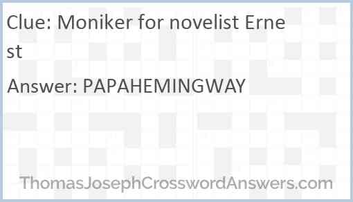 Moniker for novelist Ernest Answer
