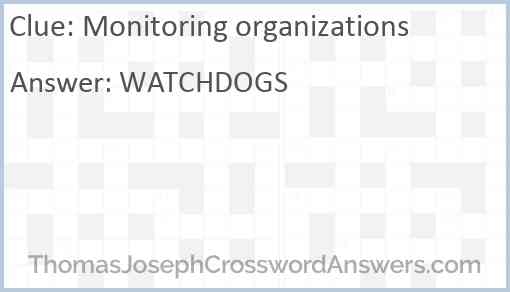 Monitoring organizations Answer