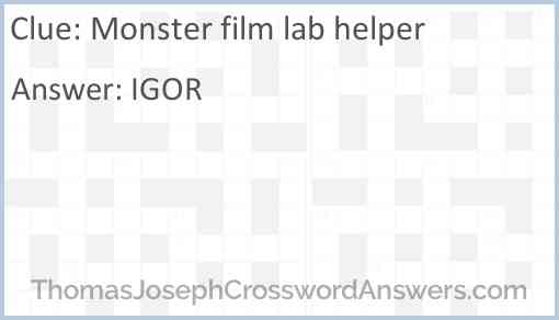 Monster film lab helper Answer