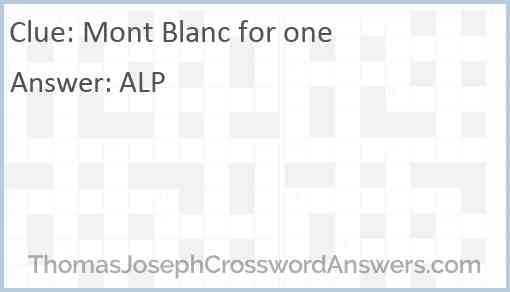 Mont Blanc for one Answer