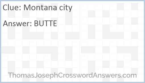 Montana city Answer