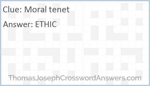 Moral tenet Answer