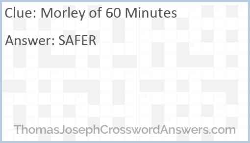 Morley of 60 Minutes Answer