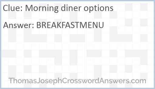 Morning diner options Answer