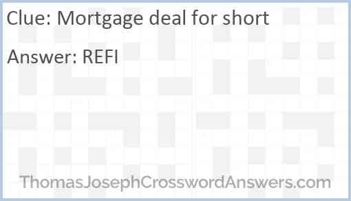 Mortgage deal for short Answer