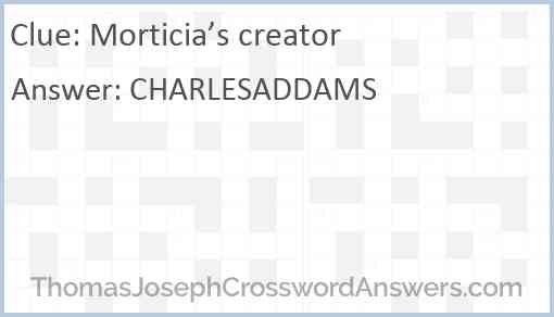 Morticia’s creator Answer