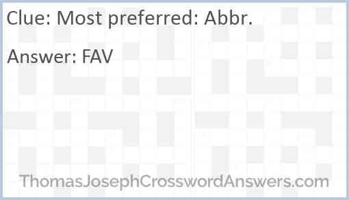 Most preferred: Abbr. Answer