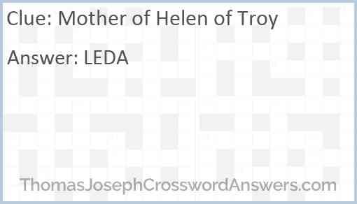 Mother of Helen of Troy Answer