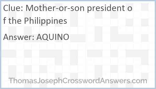 Mother-or-son president of the Philippines Answer