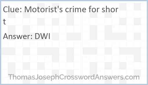 Motorist's crime for short Answer
