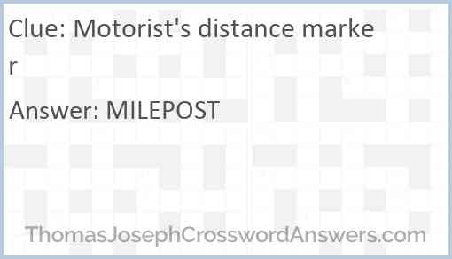 Motorist's distance marker Answer