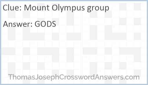 Mount Olympus group Answer