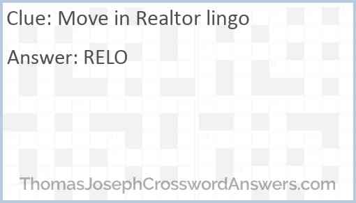 Move in Realtor lingo Answer