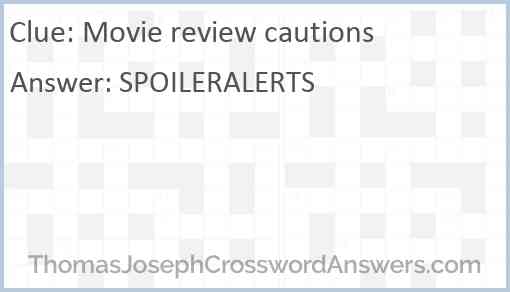 Movie review cautions Answer