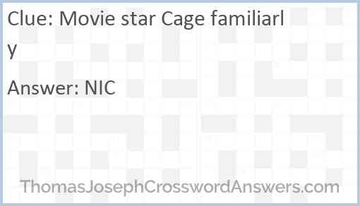 Movie star Cage familiarly Answer