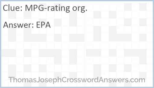 MPG-rating org. Answer