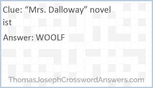 “Mrs. Dalloway” novelist Answer