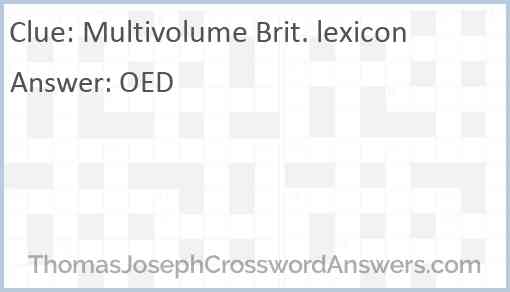 Multivolume Brit. lexicon Answer