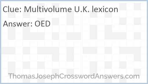 Multivolume U.K. lexicon Answer