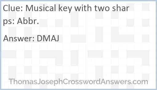 Musical key with two sharps: Abbr. Answer