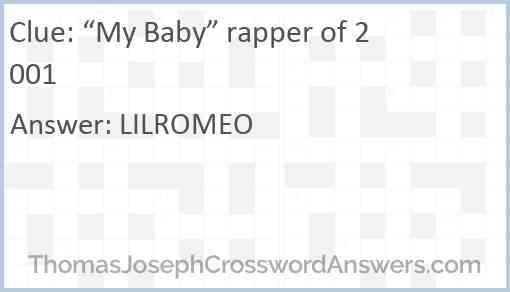 “My Baby” rapper of 2001 Answer