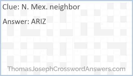N. Mex. neighbor Answer