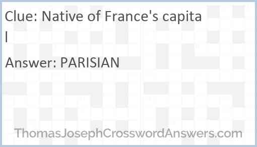 Native of France's capital Answer