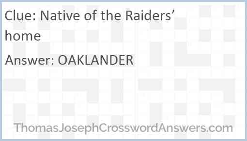 Native of the Raiders’ home Answer