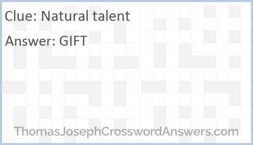 Natural talent Answer