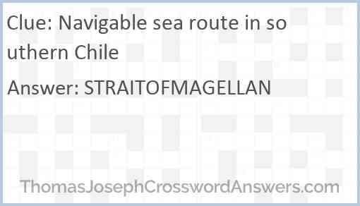 Navigable sea route in southern Chile Answer