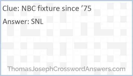 NBC fixture since ’75 Answer