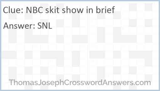 NBC skit show in brief Answer